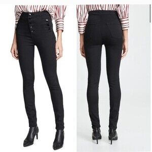 J Brand Natasha Sky Skinny High Rise Jeans in Seriously Black
